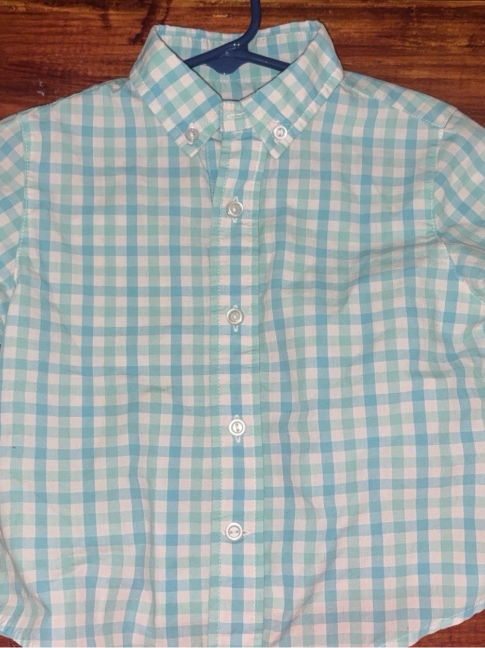 Boys Light Blue Gingham Button-Down Shirt